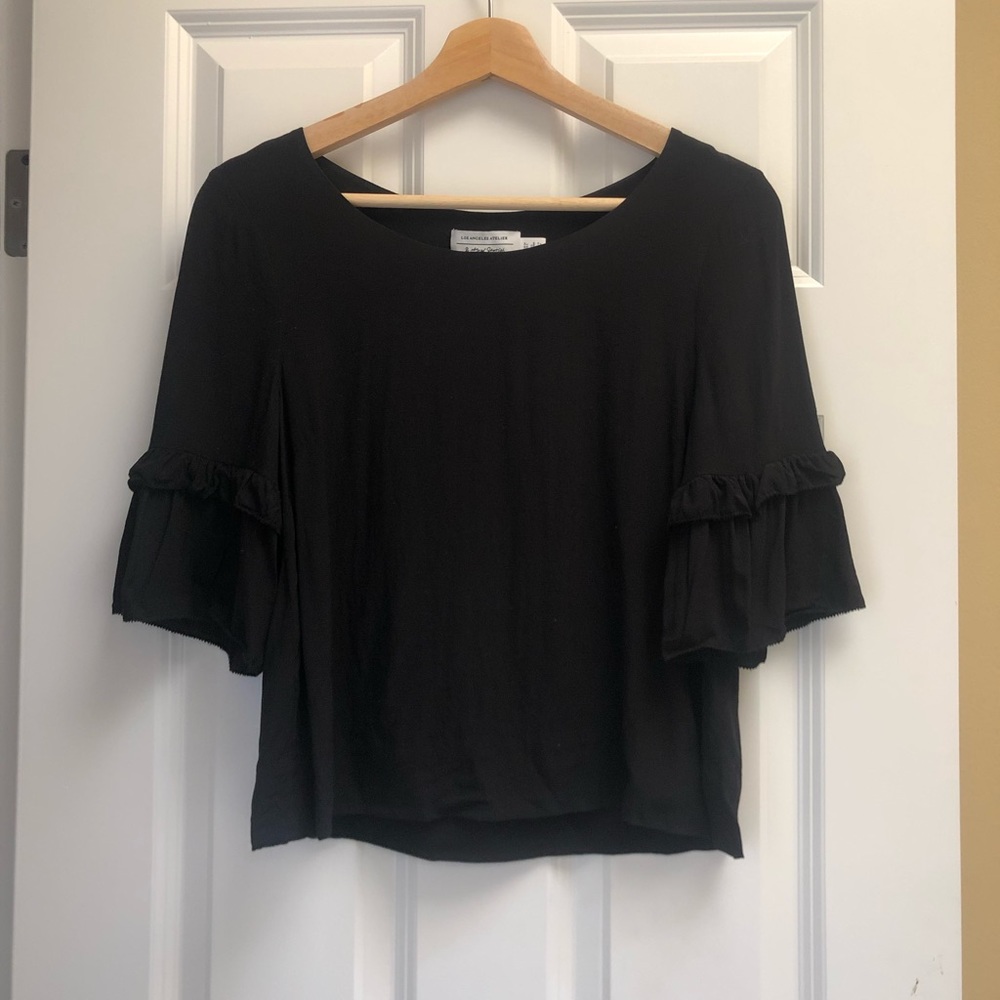 & Other Stories Black Blouse with Ruffle Sleeves